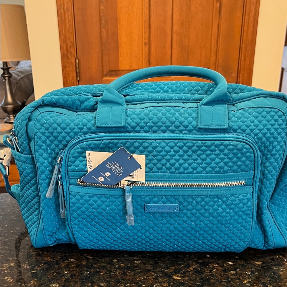 Vera Bradley Quilted Teal Travel Duffel Bag -NWT